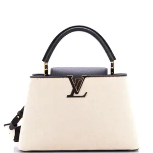 Pre-owned Louis Vuitton Canvas Plain Top Handle Bags Capucines Bag Canvas with Taurillon Leather PM by Rebag