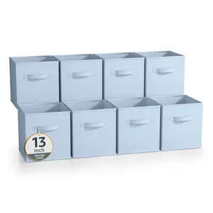 Sorbus 13" Large Cube Storage Bin (8-Pack, Pastels) Basket Boxes Lightweight Organiser Set Collapsible Household Purple