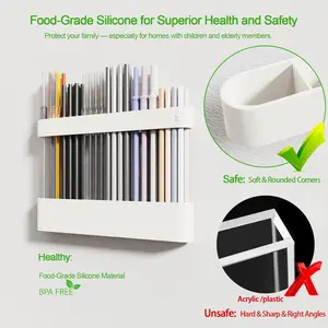 Straw Holder for Cabinet Door, Silicone Straw Organizer for Cabinet Door, Kitchen Cabinet Organizer Reusable Straws Dispenser for Home Kitchen Accessories (White)