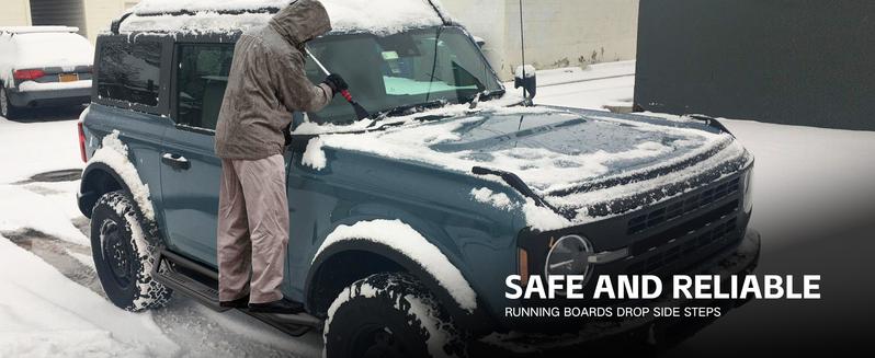 EYOUHZ for Bronco Running Boards Side Steps Compatible with 2021 2022 2023 2024 2025 2026 Ford Bronco 2 Doors (Excluidng Sport Models), Heavy Duty Two Stairs Design Nerf Bars Plates Rock Sliders Rail