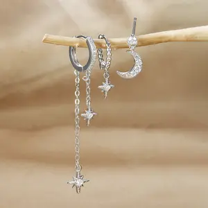 JEYFULL 6 Piece Fashion Multi-Set Golden White Cubic Zirconia Earring Set for Women-Suitable for Daily Wear, Festivals, Parties&Gifting, Designer High-Quality Jewelry