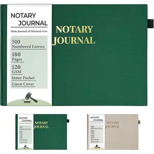 Notary Journal Log Book, Linen Notary Book with 510 Record Entries, Notary Log Books Notarial Public Journal for Notarial Acts, Notary Supplies with  Guard, 120gsm Thick Paper, 10?x7? (Green)