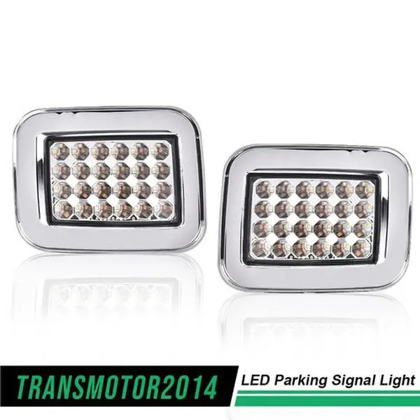 MOTOR GPLUS 1 Pair of UV Protection Chrome Housing LED Parking Turn Signal Lights Set, 2003-2008 Hummer H2 Front Polycarbonate Left & Right Lights, New Condition Pair Pack, Turn Signals, 1 Pair Of Turn Signal Light