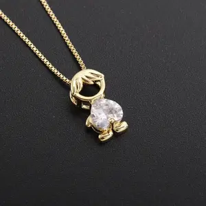 Gold Plated Kids Pendant Necklace, Kids Charm Pendant Necklace
