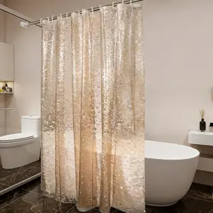 1pc Rose Gold Pebble Shower Curtain 3D effect semi-transparent waterproof bathroom decor