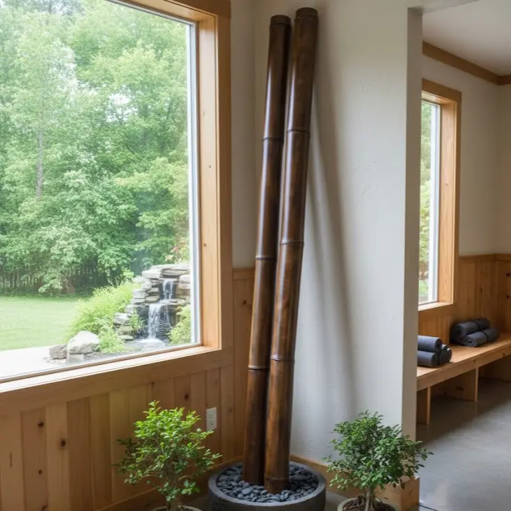 X Large Bamboo Pole Flame Cured 4.5" Diameter Construction Grade Bamboo Tiki Indoor Outdoor  Decor Garden