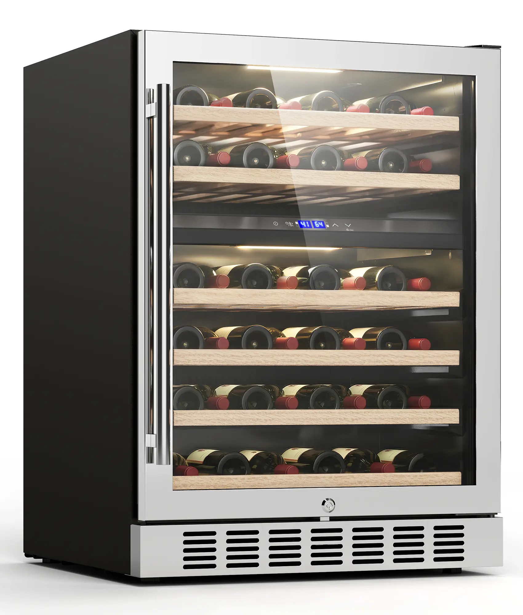 24" Dual Zone Wine Fridge - 46 Bottle Capacity, 41–64°F, Under-Counter/Freestanding Wine Cooler Refrigerator for for Home, Bar