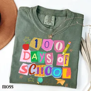 Comfort Colors 100 Days Of School  Shirt Kindergarten Teacher First Grade TShirt Ransom Girls School T-shirt Youth Toddler 100 Day School Tee