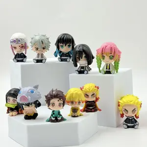 11-Piece Q Version Cartoon Ghost Slayer Set, Incl. Eijiro & Tanjiro Anime Figures, Action Figurine, Third Generation Collectible Figurines, Perfect Gift