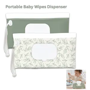 Portable Baby Wipes Dispenser, Refillable Wipes Holder Case, Travel Wet Wipe Pouch for Diaper Bag, Reusable On-the-Go Wipes Container for Outdoor, Hiking