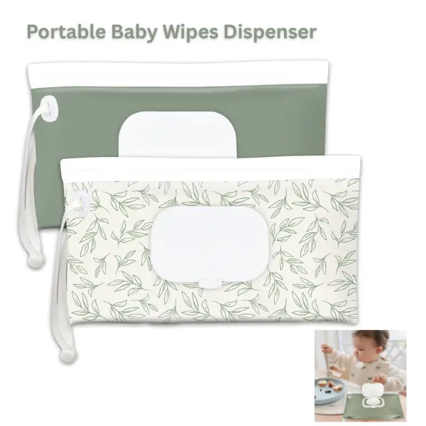 Portable Baby Wipes Dispenser, Refillable Wipes Holder Case, Travel Wet Wipe Pouch for Diaper Bag, Reusable On-the-Go Wipes Container for Outdoor, Hiking