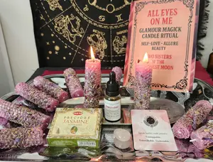 All Eyes on Me - Glamour Magick Candle Ritual Kit - Call in Allure, Confidence and Radiance -Ritual Bundle for Glamour & Charm | 4 Pink Spell Candles Dressed in Magickal Herbs + Aura-Lifting Jasmine Incense