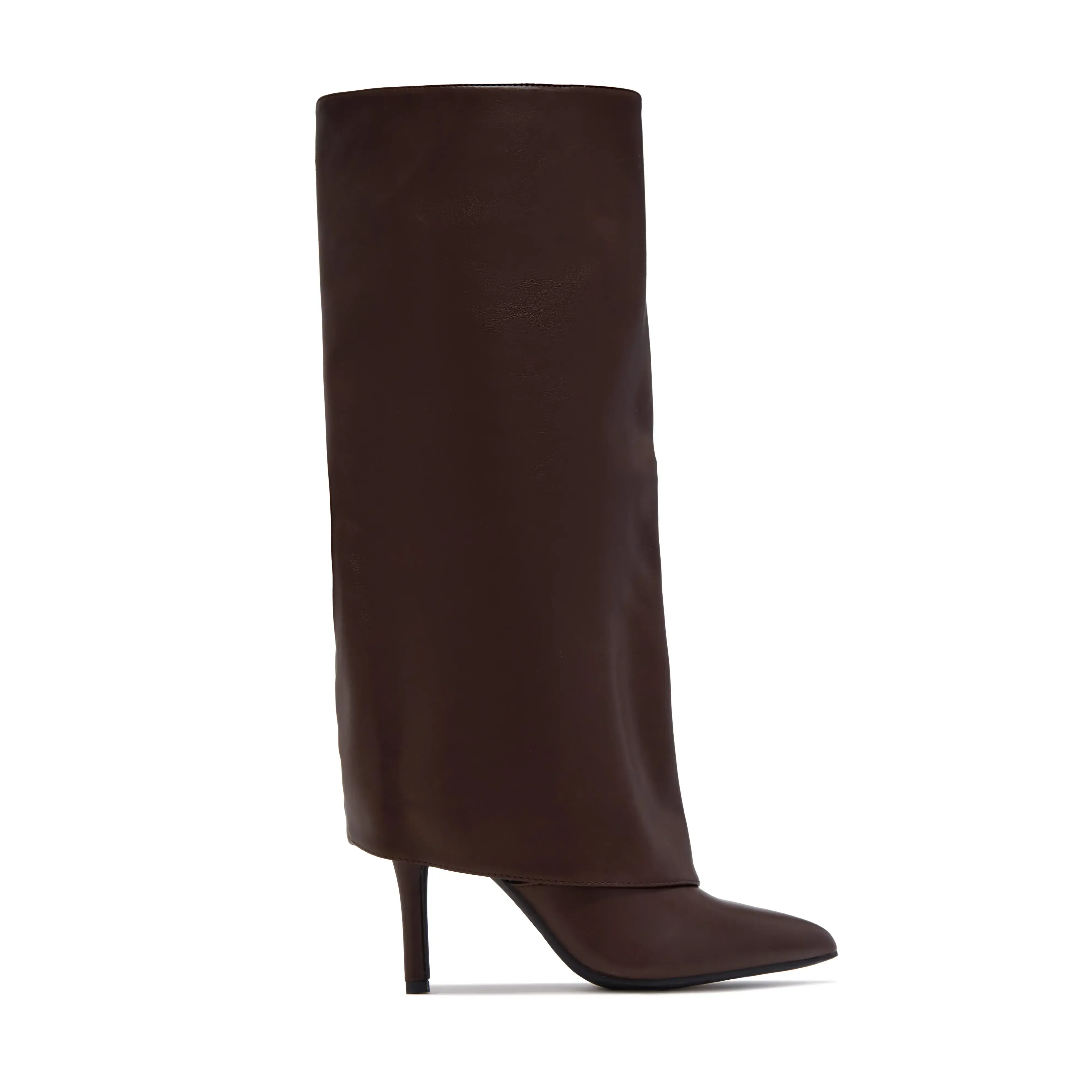Natalia Knee High Stiletto Shark Boots - Brown