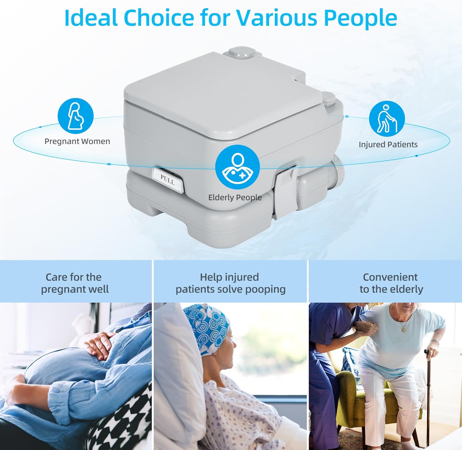 YITAMOTOR 3.17 Gallon Portable Toilet for Camping, RV Travel Potty with Press Flush Pump, Leak-proof Seal Ring for Travel, Boating, Hiking, Trips