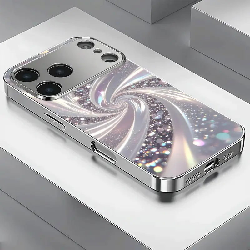 Rotating Glitter Waterproof Soft Mixed-Color Dual-Protection Cellphone Cover, Protective Handheld Devices Accessory for iPhone 17 Pro Max,16 Pro Max,15 Plus,15,14,13P,12,11,8P,7,6,X,XR,XS Max - Elegant Holiday Gift