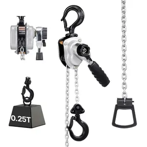 VEVOR Manual Lever Chain Hoist, 1/4T 550LBS Capacity Heavy Duty Come Along, 5FT Lift G80 Alloy Steel Chain With Dual Pawl Mechanical Brake, 360Rotating Hooks, for Warehouse Construction Garage