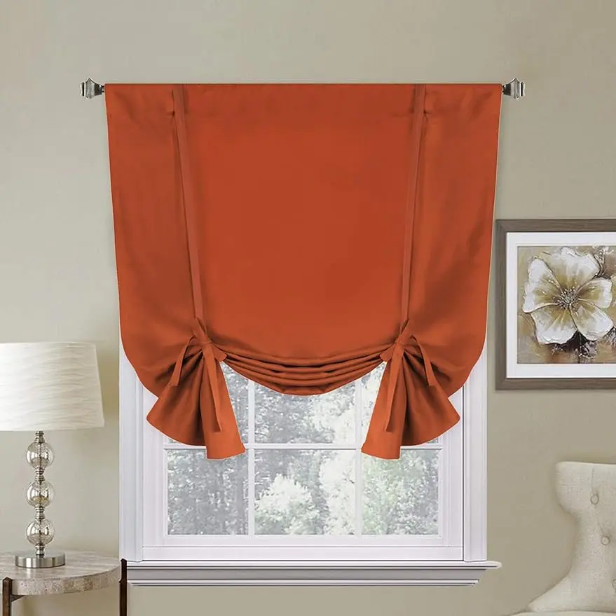 H.VERSAILTEX Blackout Room Darkening Curtain Tie Up Shade Blackout Curtain for Bedroom Window (Rod Pocket Panel,42 inches W x 63 inches L)