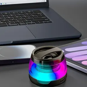 Mini Magnetic Bluetooth Speaker with RGB Lights – Portable Wireless Stereo Speaker, Rechargeable Battery, Small Outdoor LED Speaker, Gift for Him & Her