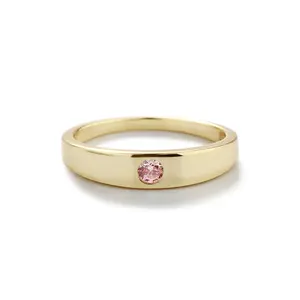 14K Gold-Plated Baby Ring with Pink or Clear CZ for Kids