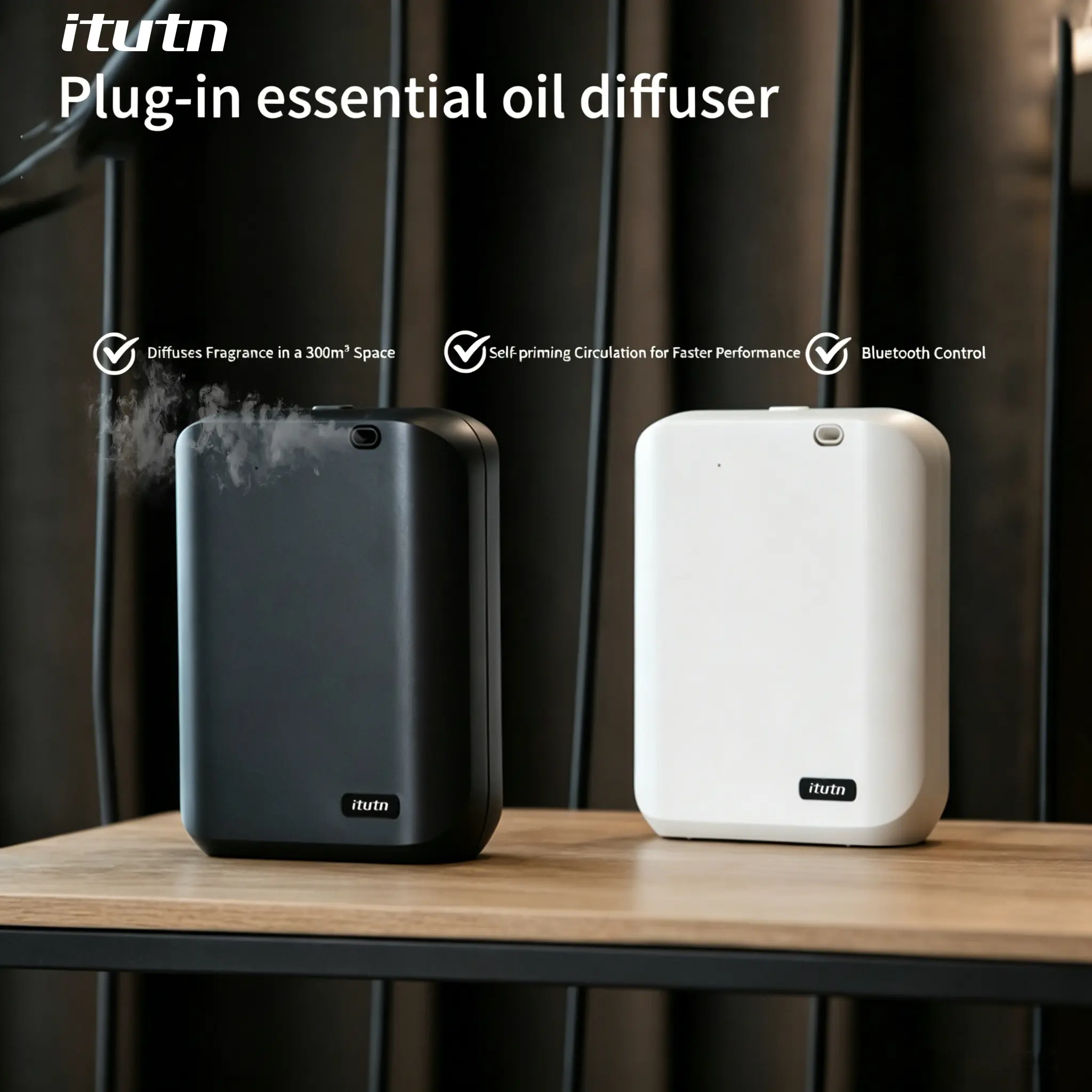 itutn Plug-in Bluetooth Aroma Diffuser, Wall-Mount Low Angle Atomizer with Bluetooth Control for Fragrance Diffuses (Automotive Windshield Wiper & Washer Accessory)