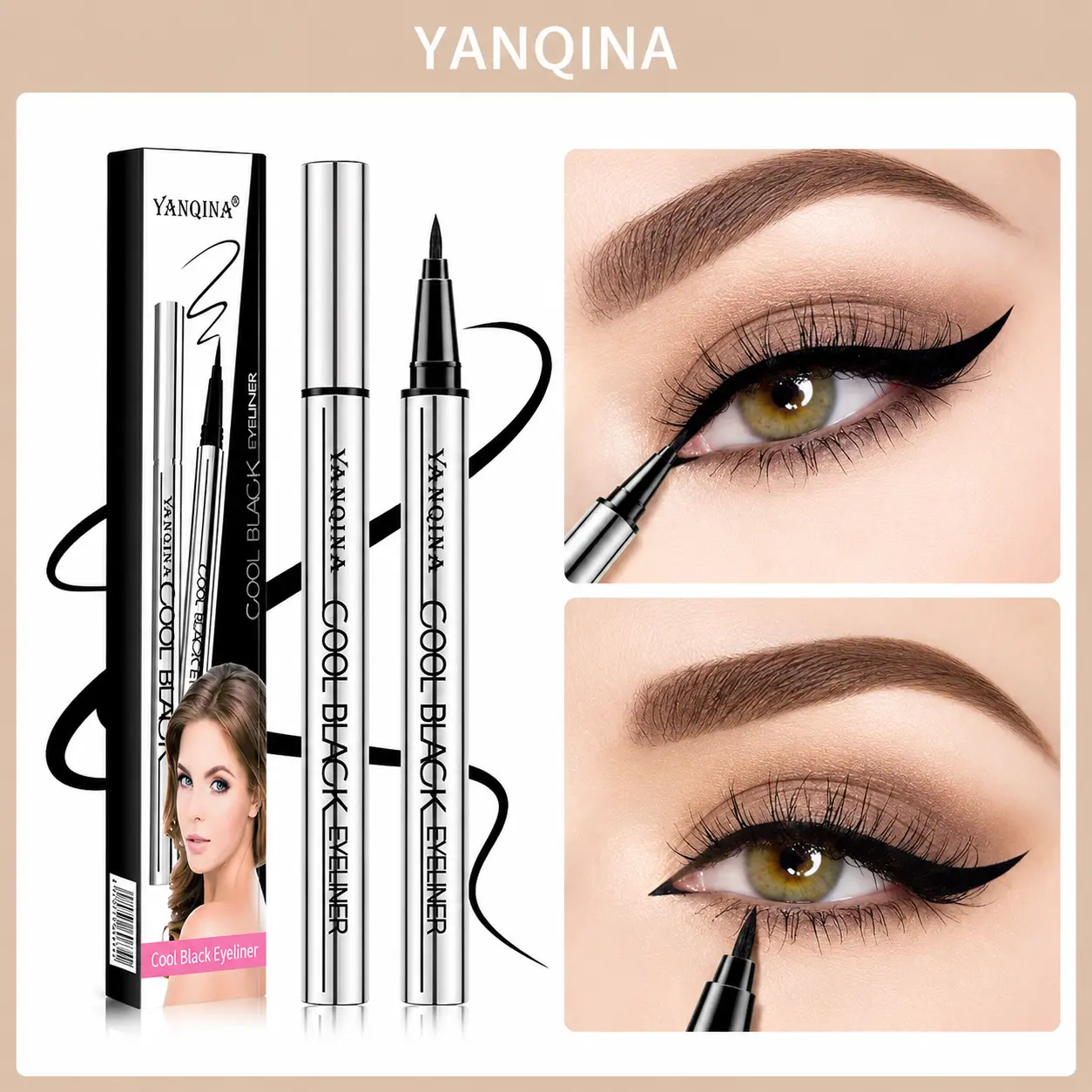 Long Lasting Eyeliner, Waterproof Liquid Eyeliner Pen with Matte Finish, Quick-Drying Smudge-Proof Formula, Highly Pigmented Black Eye Liner for Natural Look, Vegan Eye Makeup