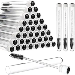 80Pcs Disposable Eyelash Brush Tube Set, 40 Empty Mascara Tubes with 40 Eyelash Brushes, Professional Makeup Tool for Eyelash Extensions, Black