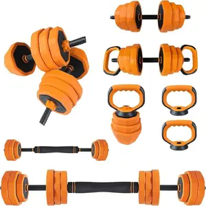 4-in-1 Adjustable Dumbbell, Orange Black Multifunctional Home Fitness Set