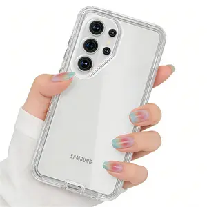 HISTORYOO 3 Layer Transparent Case For Samsung Galaxy S26 Ultra S25 S24 Plus S23 S22 S21 S20 Defender Hybrid Heavy Duty Durable Shockproof Drop-Proof Front Frame Case Clear Protective Rugged TPU+PC Cover Non Yellow