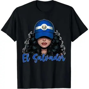 Salvadoran Girl T Shirt with Salvadoran Flag Proudly Displaying 100 Cotton