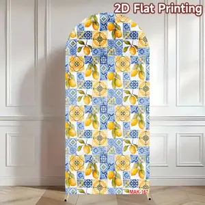 Mexican Lemon Traditional Pattern Arch Backdrop Double-Sided Stretch Fabric Cover for Birthday Party Baby Shower Decoration Background