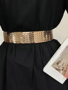 Women's Wide Adjustable Waist Belt for Autumn Winter, Versatile Decorative Leather Belt, New Elastic No-Hole Belt for Daily Wear