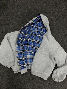 Winter Casual Plaid Print Hoodie Warm Zip-Up Double-Sided Wear Fashion Trendy Loose Hoodie tiktokshopspringglowup
