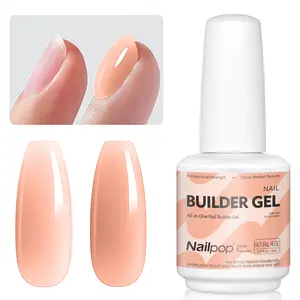 1X Nailpop 7-in-1 Builder Gel, Versatile Base Coat Extension & Glue Gel Kit in 8 Shades for Home Manicure