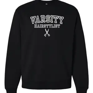 *Varsity Hairstylist*  Black Crew Neck Sweatshirt