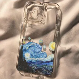 Phone Case: Van Gogh Wave Pattern Transparent TPU Soft Case Suitable for iPhone 17 16 15 14 13 12 Pro Max 16 15 14 Plus 11 X/xsmax Phone Case Suit for Samsung S21 S22 S23 S24 S25 Ultra/edge/plus/+ A10 A12 A13 A14 A15 A23 A25 A35 A53 A54 A55 A73