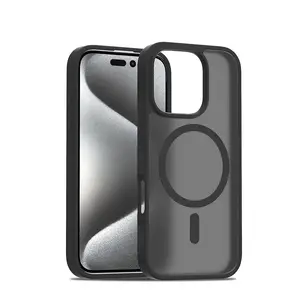 High-end matte skin-touch black mobile phone case suitable for iPhone17 16 15 14 13 12 Pro Max Plus supports magnetic suction wireless charging matte translucent anti-shock and anti-fall