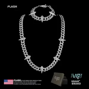 Flash Black Panther Cuban necklace for men and women, rapper necklace bracelet set, jewelry box, anniversary gift, ideal gift, birthday gift