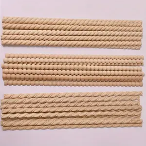 Natural Wood Beaded Molding Sticks, Half Round Bobbin Trim for DIY Home Decor, Cabinets, Furniture, Unfinished Wood Craft Supplies