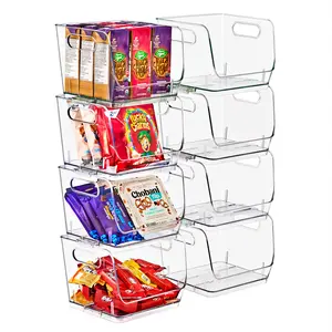 Sorbus Stackable Storage Bins Open Front, Clear Stackable Storage Bins, Pantry Bins for Storage and Organization, Acrylic Stackable Bins for Kitchen, Clear Pantry Organizer Bins (Square)