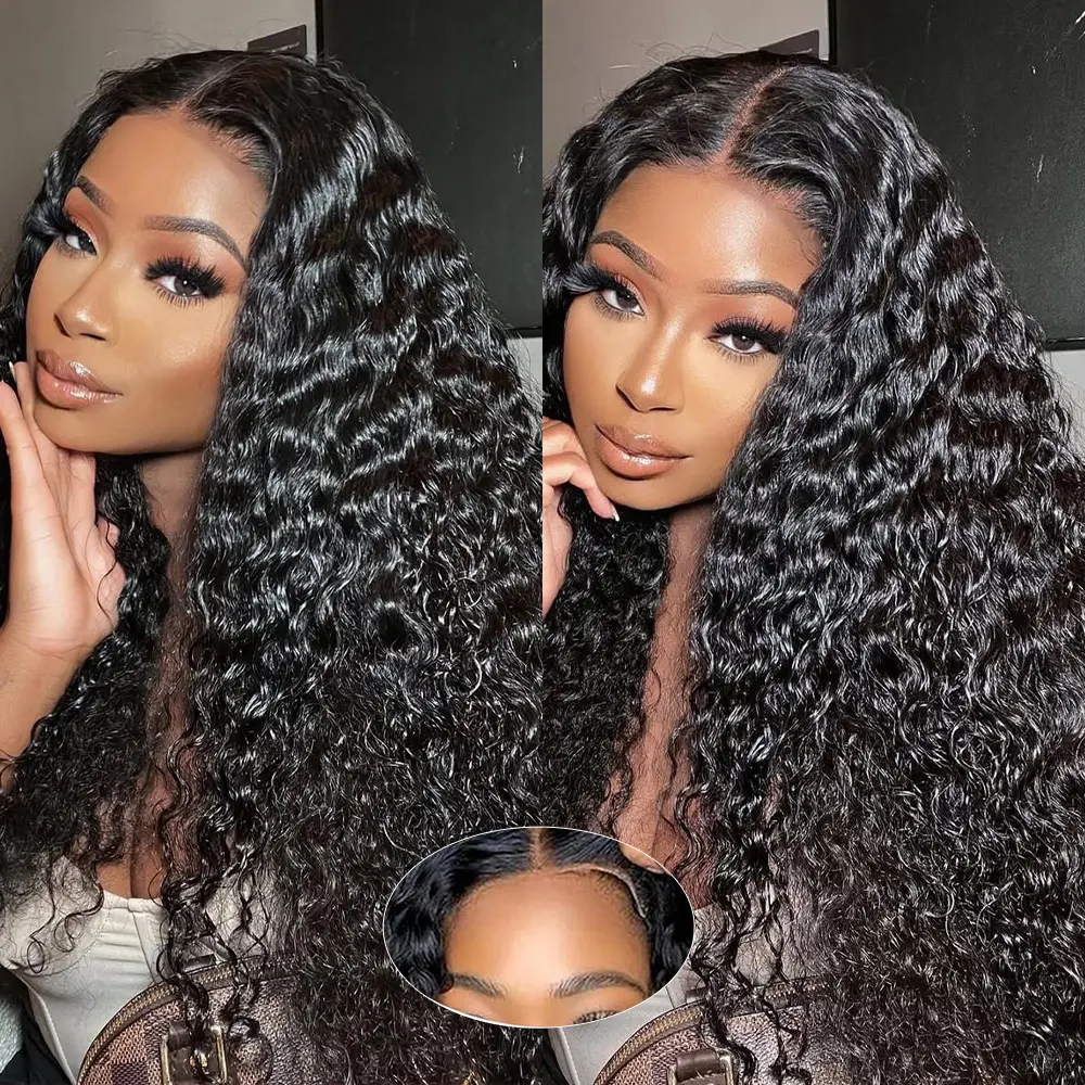 Uniky Hair 7x6 Deep Wave Glueless Wigs Human Hair Pre Plucked Pre Cut 200% Density Wig Human Hair Wear and Go Glueless Wigs for Black Women Natural Color