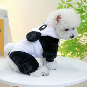 1pc Adorable Plush Panda Onesie Costume for Small and Medium Breed Dogs and Cats - Soft  Polyester Knit Fabric, Easy Snap Button Closure, Perfect for Autumn and Winter Cosplay, Halloween Fun, and Everyday Play