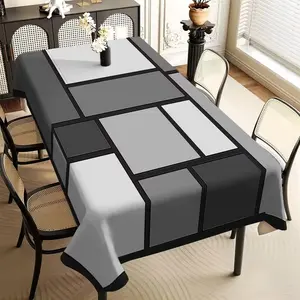2D Flat Party Tablecloth 1pc, Minimalist Geometric Pattern, European Style Square Tablecloth, Home Decor, Festival Decoration