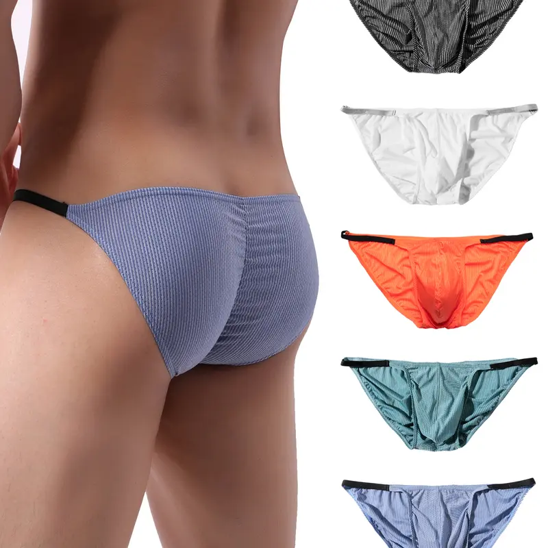 Men's Sexy Scrunch Butt Briefs Elastic Ruched Back Bikini Underwear Multicolors 5 Pack