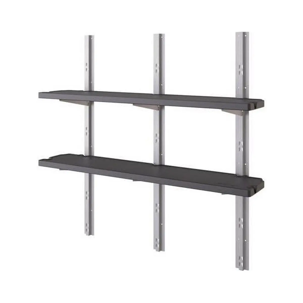Suncast Wall-Mounted Resin Shelf Kit - Black, Steel-Constructed, 2-Layer, Durable, 50lb Weight Capacity, 49.65in W x 10in D x 1.25in H, Wall Mounted Holder, Hardware Included, Outdoor Plastic Shed Storage Accessory, 10" D