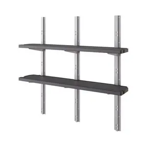 Suncast Wall-Mount Resin Shelf Kit - Black, Steel-Constructed, 2 Shelves, 50lb Weight Capacity, Plastic Shed Storage Accessory, Wall-Mounted Holder