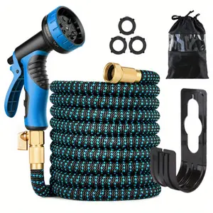 50 foot portable garden hose, expandable water pipe with 10 functional adjustable nozzles, 3/4 inch solid brass fittings, lightweight and durable, non bending and stretchable garden water pipe, suitable for outdoor lawns, courtyards, gardens