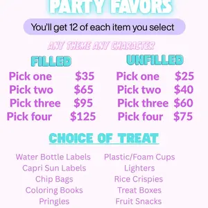 Custom Party Favors Any Theme Any Character 12 of Each Item You Select Filled or Unfilled Options Available