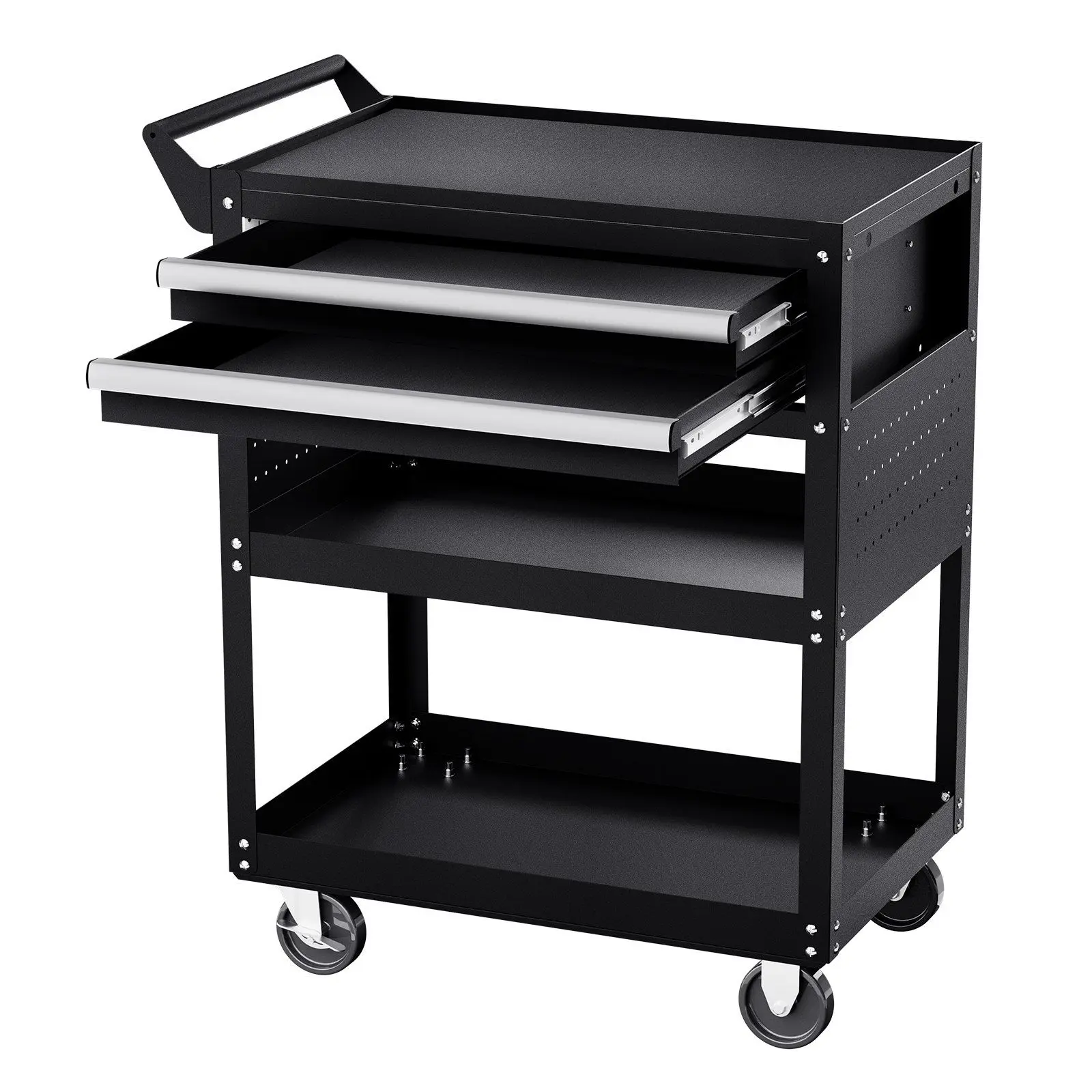 VEVOR 5-Tier Tool Cart on Wheels 400 lb Rolling Work Cart with Drawer & Pegboard Organiser Racks