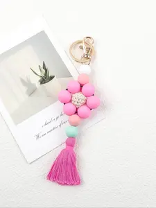 Leopard Print Beaded Keychain, Soft Beads, Car Key Holder, Bag Accessory, Gift for Friends, Mom, Holiday Present