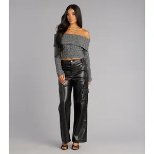 Street Code Faux Leather Cargo Pants